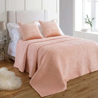 The Range Velvet Quilted Bedspread - Blush /  265 x 265cm