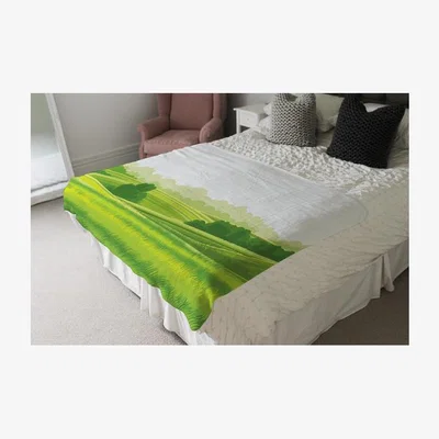 The Range Landscape Illustration Designer Blanket - Green