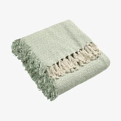 The Range Jasper Herringbone Throw - Sage
