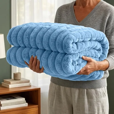 The Range Casabella Throw Blanket - Ribbed Fleece Blanket