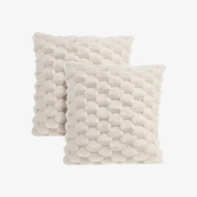 The Range 2Pcs Cozy Soft Plush Throw Pillow Cushion Covers - White Beige