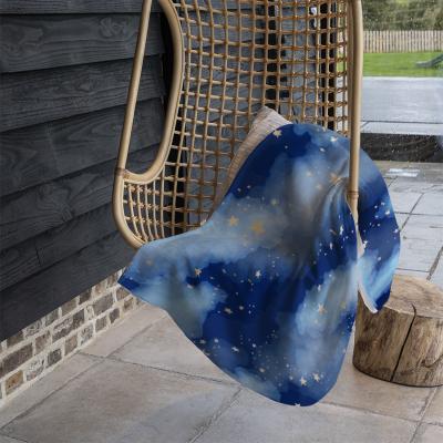 The Range Dark Blue Sky With Gold Foil Constellations Blanket - Blue