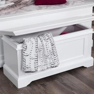 The Range Wooden Blanket Box Fully Assembled in White - White