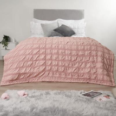 The Range Sienna Square Seersucker Quilted Bedspread Throw Blanket - Pink