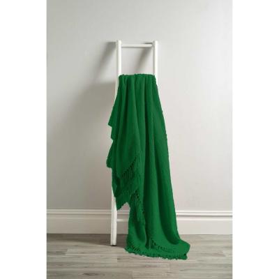 The Range Lisbon Pure Cotton Honeycomb Throw - Emerald Green / 228cm