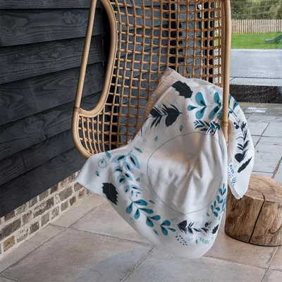 The Range Blue Leaves Frame Blanket - Blue