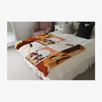 The Range Abstract Floral Collages Landscape Scenes Designer Blanket - Orange