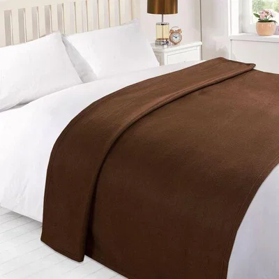 The Range Dreamscene Warm Soft Plain Fleece Throw Over Blanket - Brown / 150cm