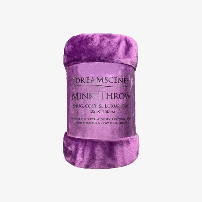 The Range Dreamscene Mink Soft Faux Fur Throw Fleece Blanket - Purple / 150cm