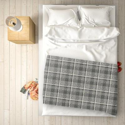 The Range Monochrome Textured Checked Pattern Blanket - Grey