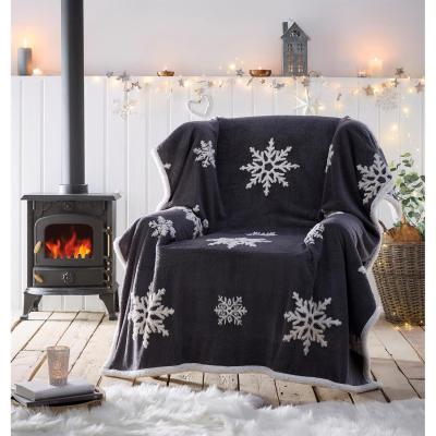 The Range Snowflake Sherpa Fleece Throw 130x170cm Grey - Grey