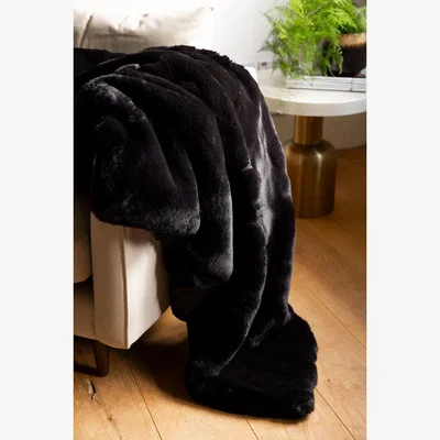 Rockett St George Black Faux Fur Throw