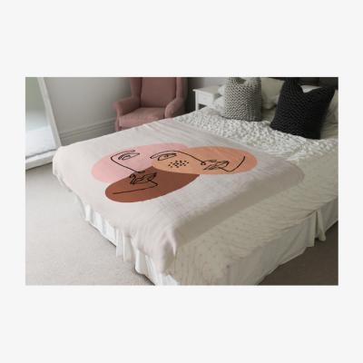 The Range Modern Contemporary Minimalist Woman Portrait Designer Blanket - White