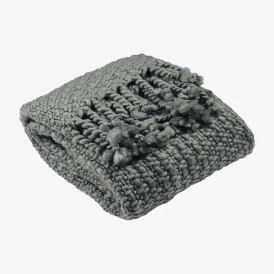 The Range Large Chunky Knit Throw - Grey