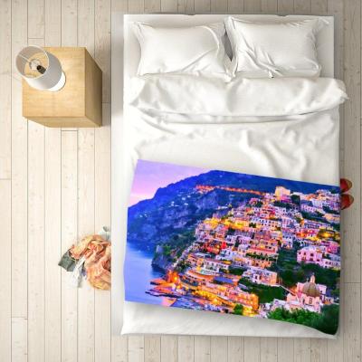 The Range Postiano At Dusk, Amalfi Coast, Italy Blanket - Blue