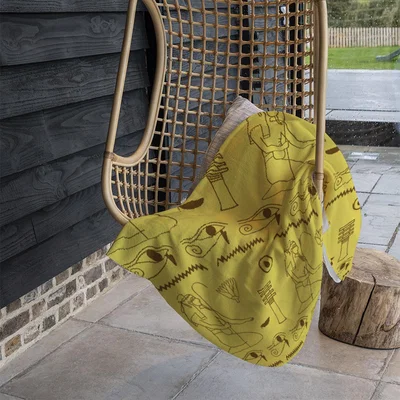 The Range Pattern Of Egyptian Hieroglyphics Blanket - Yellow