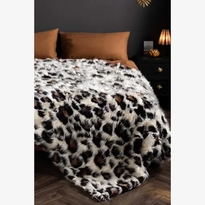 Rockett St George Leopard Faux Fur Throw