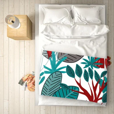 The Range Jungle Exotic Summer Tropical Leaves Blanket - Blue