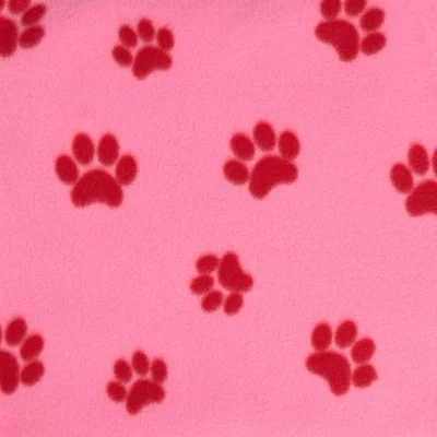 The Range OHS Pet Paw Print Fleece Throw - Pink/Red