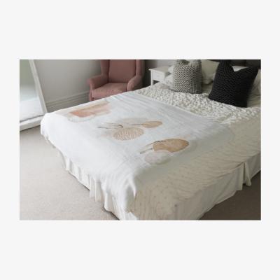The Range Beige watercolor Illustration and Gold Elements Designer Blanket - White