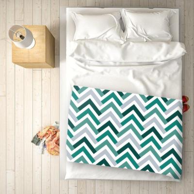 The Range Geometric Retro Vintage Colored Chevron Pattern Blanket - Green