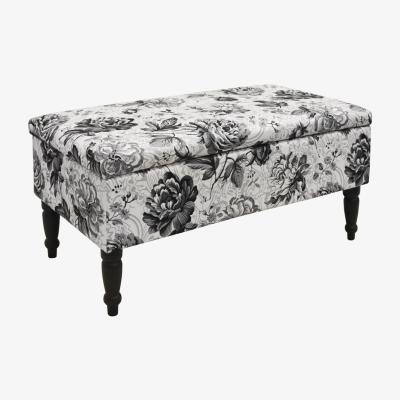 The Range BLACK ROSE - Storage Ottoman Stool  Blanket Box  Padded Trunk - Black  White - Black / White