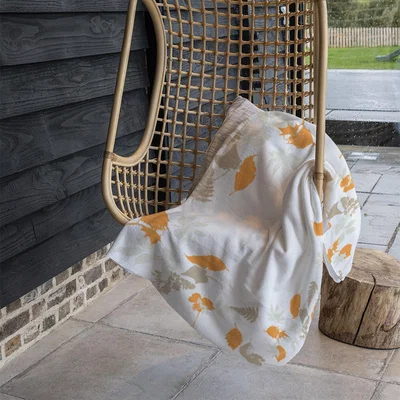 The Range Orange  Grey Autumn Leaves Blanket - Orange