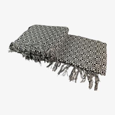The Range 100% Cotton Mosaic Black Bed/Sofa Throw Over - Black