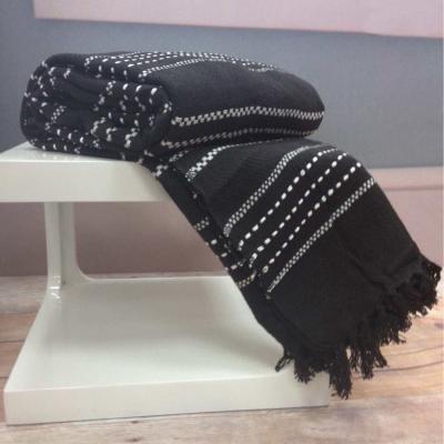 The Range Stitch Stripe Woven Cotton Throw - Black / 1.69kg