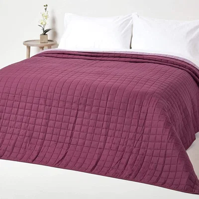 The Range Cotton Quilted Reversible Bedspread - Lavender-Damson / Single