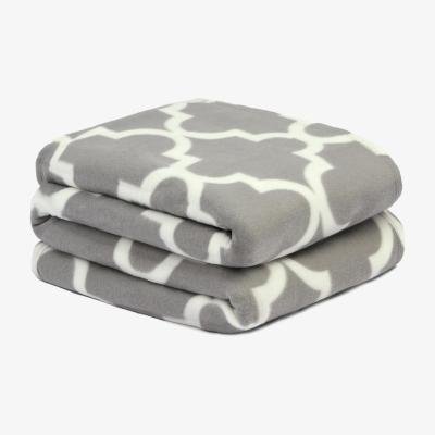 The Range Soft Geo Trellis Print Polar Fleece Throw - Dark Grey