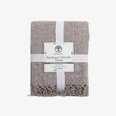 The Range Bordeaux Chenille Throw - Dove Grey