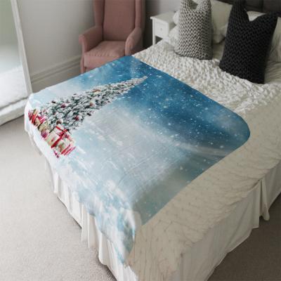 The Range Beautiful Decorated Snowed In Christmas Tree Soft Blanket - Blue