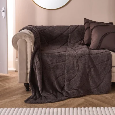 The Range OHS Tufted Contour Teddy Throw - Brown / 180cm