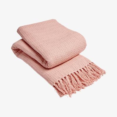The Range Lisbon Pure Cotton Honeycomb Throw - Blush Pink / 228cm