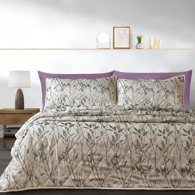 The Range Luxury Jacquard Quilted Bedspread Sets - Lilac / King