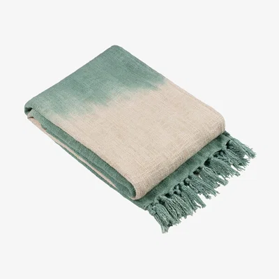 The Range Mizu Dip-Dye Tasselled Throw - Eucalyptus