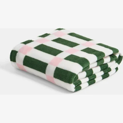 The Range OHS Check Print Ultra Soft Throw - Green/Pink