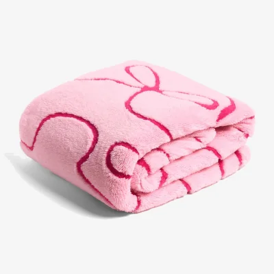 The Range OHS Bows Tufted Fleece Throw - Pink