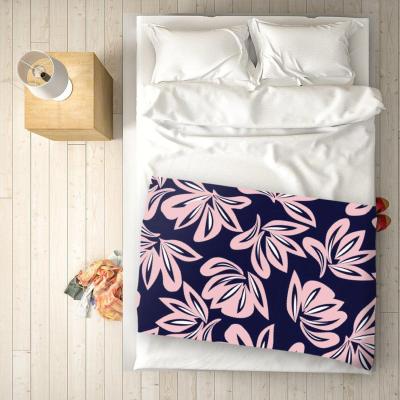 The Range Pink Navy Floral Botanical Pattern Blanket - Pink