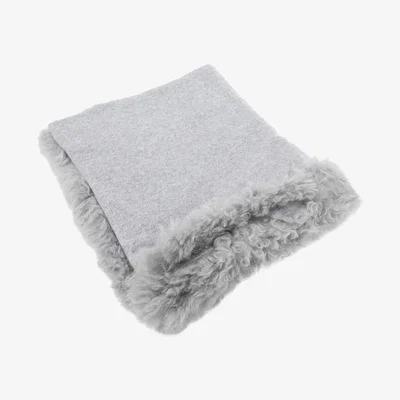 The Range Woven Wool Blanket Sheepskin Trim - Grey