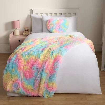 The Range Tie Dye Fluffy Throw - Bright Pink