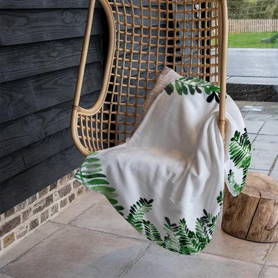 The Range Green Botanical Leaves Blanket - Green