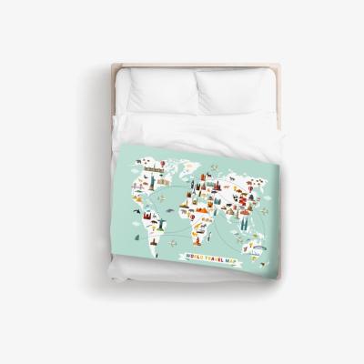 The Range Cartoon Animal World Map Blanket - Green