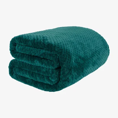The Range Waffle Honeycomb Mink Throw - Teal / 200cm