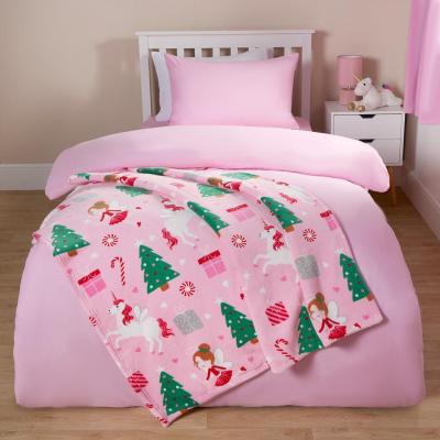 The Range Christmas Tree Unicorn Sherpa Fleece Blanket Throw - Pink