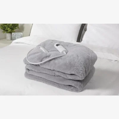 The Range Heated Electric Blanket Faux Fur - Grey