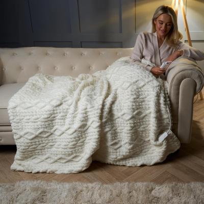 The Range Heated Cable Knit Electric Blanket - Cream