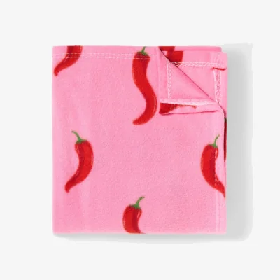 The Range OHS Chilli Print Fleece Throw - Pink