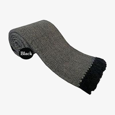 The Range Herringbone Cotton Throw Large - Black